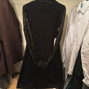 NWT Sweater Dress with sequin sleeve LARGE